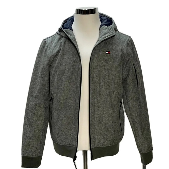TOMMY HILFIGER Water/Wind Resistant 3 Layer Fabric Jacket Gray Size M New NWT - Picture 11 of 12